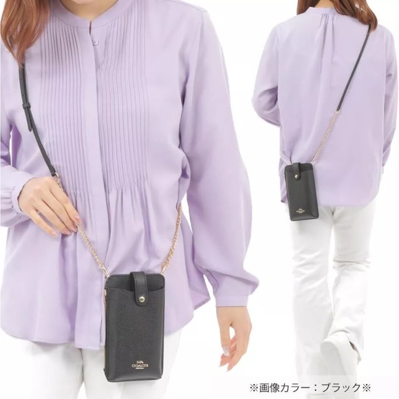 Coach Black leather phone Crossbody, New in Package - Picture 5 of 7